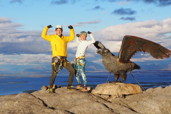 Climbers on the top of Mount Ravnfloget in Helgeland.