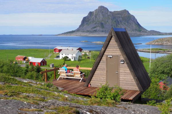 Eider house for humans, simple camping cabins with comfortable beds and duvets